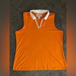 Tommy Bahama Women's Size XL Golf Sleeveless Orange White Shirt